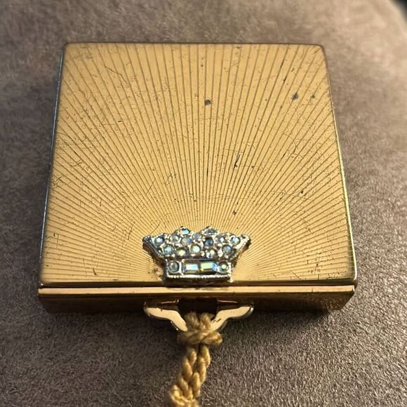 Vintage K&K Kotler Kopit Rhinestone Face Powder Mirror Compact with Original Pow - Picture 2 of 8